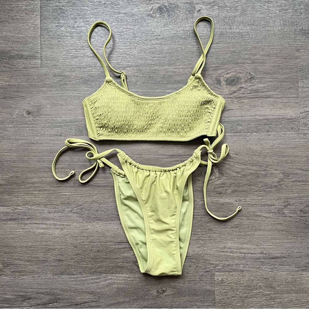 Target Xhilaration green smocked bikini top and bottom